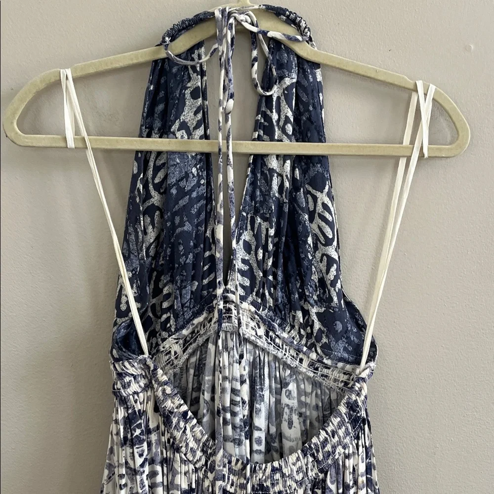 Free People Beach Day halter navy and white mini dress size large - Picture 11 of 16